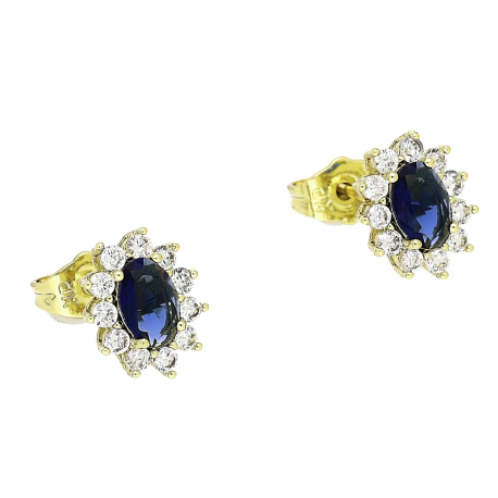 14k KOLCZYKI POZŁACANE 10/8 MM SZAFIROWA MARKIZKA XUPING 90262
