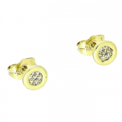 14k KOLCZYKI POZŁACANE 7 MM ZŁOTE KRĄŻKI Z BRYLANCIKAMI XUPING 90271