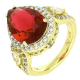 14k PIERŚCIONEK POZŁACANY 18 MM RUBIN ŁEZKA XUPING 90282