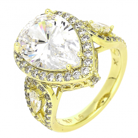 14k PIERŚCIONEK POZŁACANY 18 MM BRYLANT ŁEZKA XUPING 90284