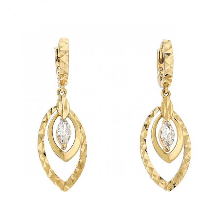 KOLCZYKI POZŁACANE 31/11 MM DIAMENTOWANE ELEGANTKI XUPING 90451