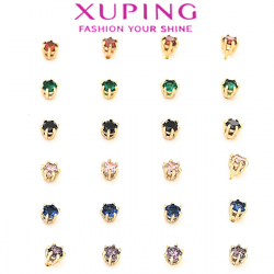KOLCZYKI POZŁACANE 3 MM 12 PAR MIX KOLORÓW XUPING 90493