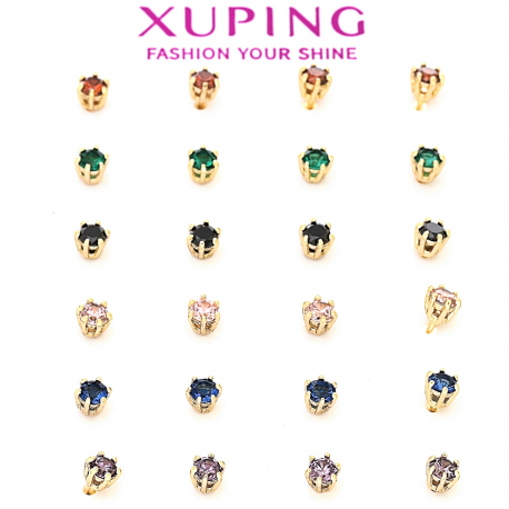 KOLCZYKI POZŁACANE 3 MM 12 PAR MIX KOLORÓW XUPING 90493