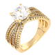PIERŚCIONEK POZŁACANY 9 MM ELEGANCKI BRYLANTOWY XUPING 90529