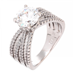 PIERŚCIONEK PLATYNOWANY 9 MM ELEGANCKI BRYLANTOWY XUPING 90530