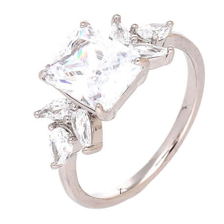 PIERŚCIONEK PLATYNOWANY 9 MM ELEGANCKI BRYLANTOWY XUPING 90531