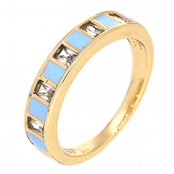 PIERŚCIONEK POZŁACANY 4 MM ELEGANCKI Z EMALIĄ XUPING 90539