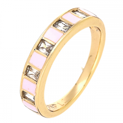 PIERŚCIONEK POZŁACANY 4 MM ELEGANCKI Z EMALIĄ XUPING 90541