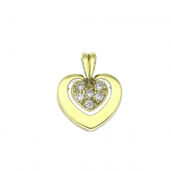 14K ZAWIESZKA POZŁACANA 18/15 MM BRYLANTOWE SERCE XUPING 90644