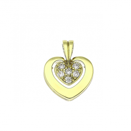 14K ZAWIESZKA POZŁACANA 18/15 MM BRYLANTOWE SERCE XUPING 90644