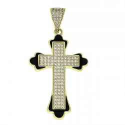 14K ZAWIESZKA POZŁACANA 59/29 MM BRYLANTOWY KRZYŻYK XUPING 90658