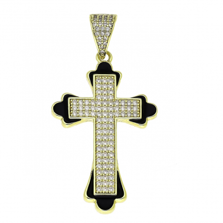 14K ZAWIESZKA POZŁACANA 59/29 MM BRYLANTOWY KRZYŻYK XUPING 90658
