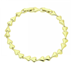 14K BRANSOLETKA POZŁACANA 17,5-15,5 CM 6 MM RZĄD ZŁOTYCH SERC XUPING 90666