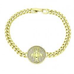 14K BRANSOLETKA POZŁACANA 19 CM 20 MM MEDALIK XUPING 90668