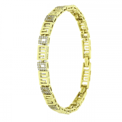 14K BRANSOLETKA POZŁACANA 19,5-17,5 CM 6 MM GRECKA Z BRYLANTAMI XUPING 90674