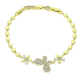 14K BRANSOLETKA POZŁACANA 19,5-17,5-16 CM 16 MM BRYLANTOWY MOTYL XUPING 90680