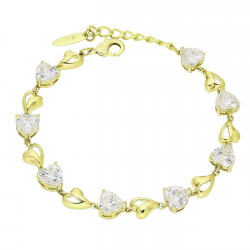 14K BRANSOLETKA POZŁACANA 17+3 CM 7 MM BRYLANTY SERCA XUPING 90681