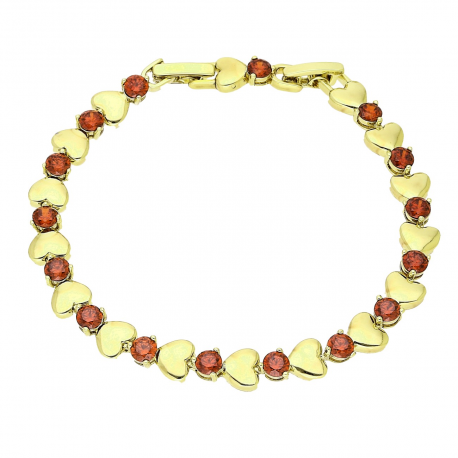14K BRANSOLETKA POZŁACANA 18-16 CM 7 MM RZĄD SERC XUPING 90686