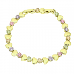14K BRANSOLETKA POZŁACANA 18-16 CM 7 MM RZĄD SERC XUPING 90687
