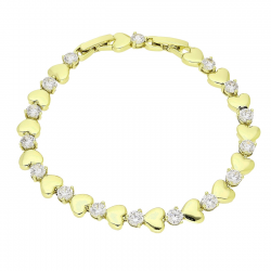 14K BRANSOLETKA POZŁACANA 18-16 CM 7 MM RZĄD SERC XUPING 90688
