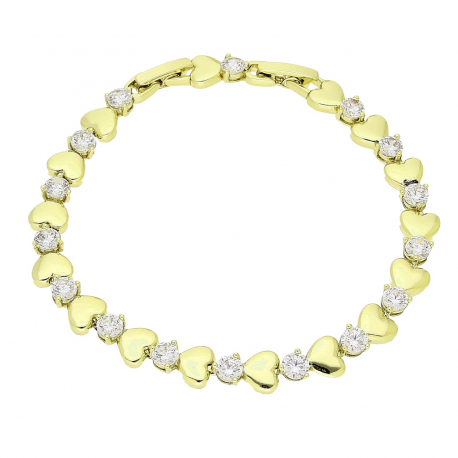 14K BRANSOLETKA POZŁACANA 18-16 CM 7 MM RZĄD SERC XUPING 90688