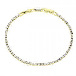 14K BRANSOLETKA POZŁACANA 19-17 CM 2 MM BRYLANTÓW RZĄD XUPING 90692