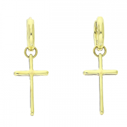 14k KOLCZYKI POZŁACANE 2W1 37/13 MM ZŁOTE KRZYŻYKI XUPING 90695