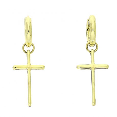 14k KOLCZYKI POZŁACANE 2W1 37/13 MM ZŁOTE KRZYŻYKI XUPING 90695