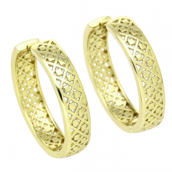 14k KOLCZYKI POZŁACANE 27/6 MM ZŁOTE AŻUROWE KOŁA XUPING 90696