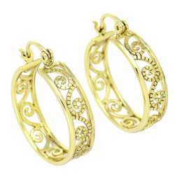 14k KOLCZYKI POZŁACANE 28/6 MM ZŁOTE KOŁA XUPING 90697