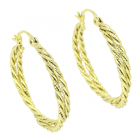 14k KOLCZYKI POZŁACANE 34/4 MM ZŁOTE KOŁA XUPING 90698