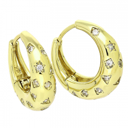 14k KOLCZYKI POZŁACANE 20/7 MM ZŁOTE TRADYCYJNE Z BRYLANTAMI XUPING 90703
