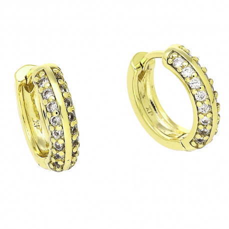 14k KOLCZYKI POZŁACANE 14/4 MM BRYLANTOWE KÓŁKA XUPING 90704