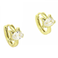 14k KOLCZYKI POZŁACANE 12/9 MM BRYLANTOWA KOCIA GŁÓWKA XUPING 90706