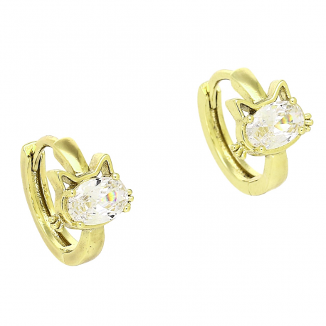 14k KOLCZYKI POZŁACANE 12/9 MM BRYLANTOWA KOCIA GŁÓWKA XUPING 90706