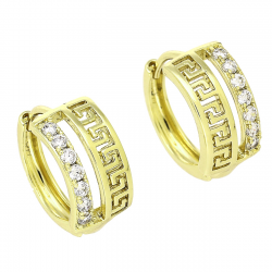 14k KOLCZYKI POZŁACANE 15/8 MM GRECKIE KÓŁKA Z BRYLANTAMI XUPING 90708