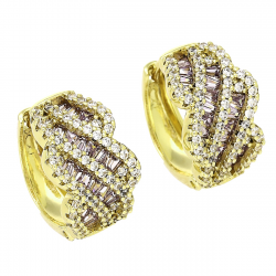 14k KOLCZYKI POZŁACANE 16/10 MM KÓŁKA Z AMETYSTAMI XUPING 90711