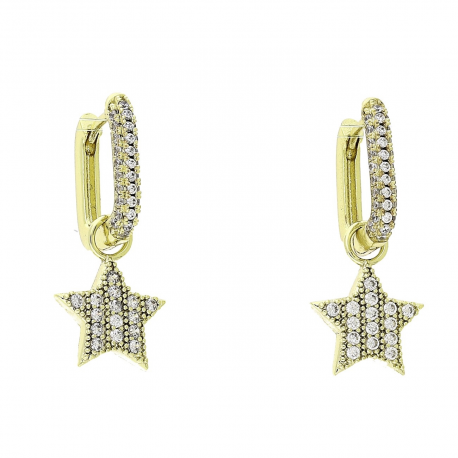 14k KOLCZYKI POZŁACANE 2W1 27/12 MM BRYLANTOWE GWIAZDY XUPING 90720