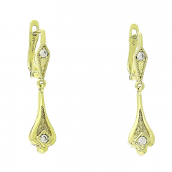 14k KOLCZYKI POZŁACANE 33/8 MM ELEGANTKI Z BRYLANTEM XUPING 90721