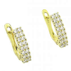 14k KOLCZYKI POZŁACANE 15/4 MM TRADYCYJNE Z BRYLANTAMI XUPING 90726