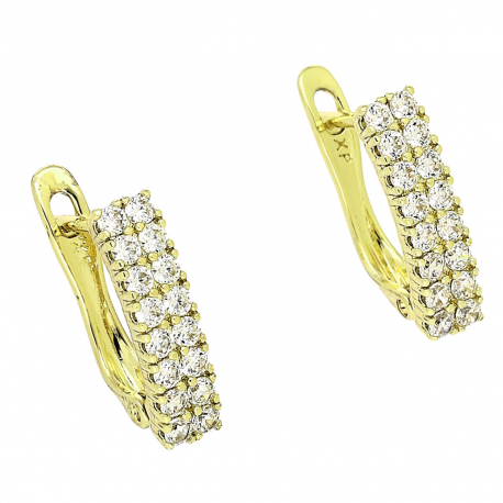 14k KOLCZYKI POZŁACANE 15/4 MM TRADYCYJNE Z BRYLANTAMI XUPING 90726