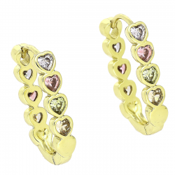 14k KOLCZYKI POZŁACANE 23/4 MM ELEGANTKI KOLOROWE SERCA XUPING 90727