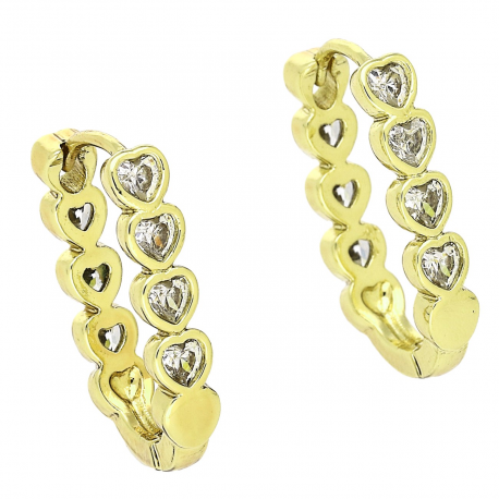 14k KOLCZYKI POZŁACANE 23/4 MM ELEGANTKI BRYLANTOWE SERCA XUPING 90728