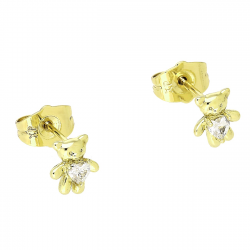 14k KOLCZYKI POZŁACANE 9/7 MM MISIEK BRYLANT SERCE XUPING 90747