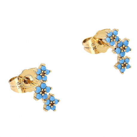 KOLCZYKI POZŁACANE 13/6 MM TURKUSOWE MARGERYTKI XUPING 90992