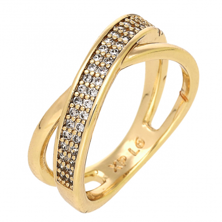 PIERŚCIONEK POZŁACANY 7 MM ELEGANCJA Z BRYLANCIKAMI XUPING 91005
