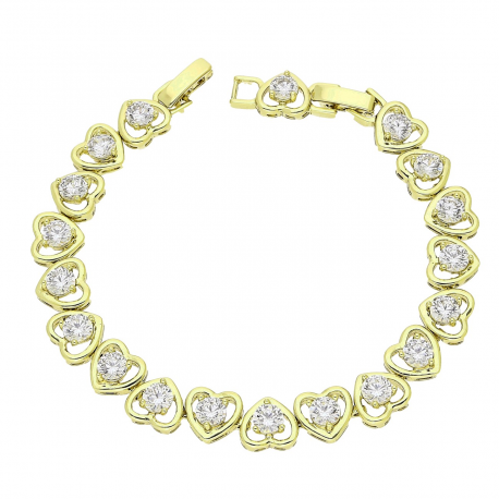 14K BRANSOLETKA POZŁACANA 19-17 CM 8 MM RZĄD SERC XUPING 91127