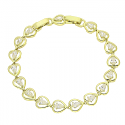 14K BRANSOLETKA POZŁACANA 19-17 CM 8 MM RZĄD SERC XUPING 91128