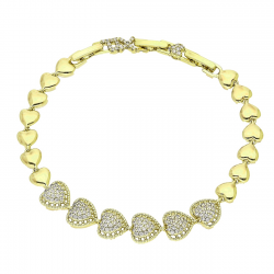 14K BRANSOLETKA POZŁACANA 19,5-17,5-16 CM 9 MM RZĄD SERC XUPING 91137