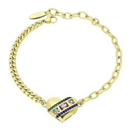 14K BRANSOLETKA POZŁACANA 20 CM 15 MM KOLORY NA SERCU XUPING 91140